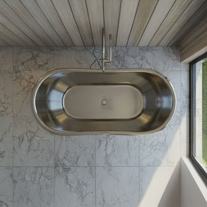 Bañera de Acero Inoxidable con Base Inclinada y Acabado Patinado, Bañera de Lujo Independiente - Product Image 3