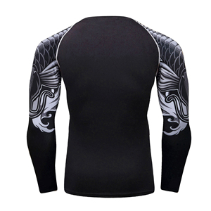 Vente en gros de rashguards pour hommes - Polyester/nylon léger et écologique, séchage rapide, respirant, manches longues, vêtements d'entraînement MMA, OEM - Product Image 6