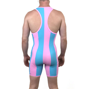 <b>Men's</b> Pink Blue Striped Spandex Polyester Tank Top O-Neck Casual Plus Size Color Blocked <b>Singlet</b> Workout Wear - Product Image 2