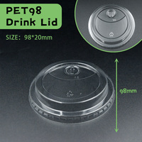 Couvercles de gobelets jetables en plastique PET écologiques 95 mm 98 mm, anti-fuite, faciles à ouvrir, durables et antidérapants