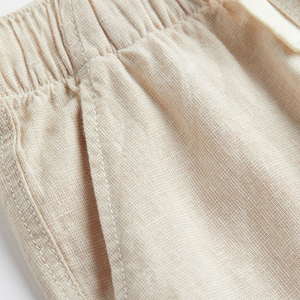 Pantalones Cortos de Lino 100% Tejido para Hombre, Cómodos, Transpirables, Casuales, con Cordón Frontal, Cintura Elástica Media, Bolsillos, 220g - Product Image 3