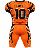 Ensemble d'uniformes de football américain personnalisés, maillot et pantalon sublimés orange et noir, vêtements de sport pour les clubs, les équipes et les joueurs professionnels