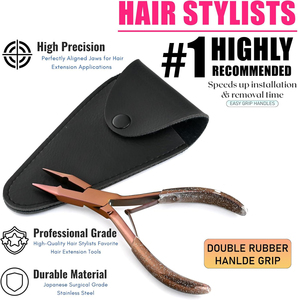 Pinzas Profesionales para Extensiones de Cabello, Herramienta Metálica para Instalar y Retirar con Estuche Negro - Product Image 4