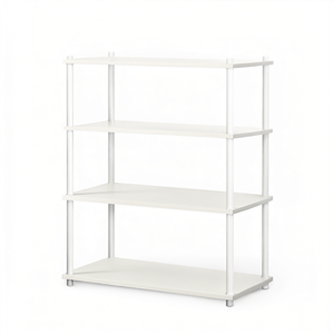 Librería Modular con Estructura Metálica 800 3T Blanca/Plateada, Organizador de Almacenamiento para el Hogar - Product Image 2