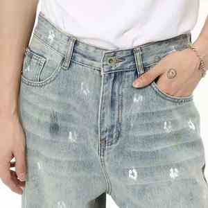 Elevate Your Personal Wardrobe With Artistic Rhinestone Patterns And Durable <b>High</b> <b>Waisted</b> Rhinestone Denim Pent - Product Image 5