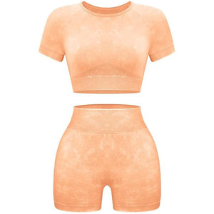Conjuntos Deportivos para Mujer de 2 Piezas, Ropa de Yoga sin Costuras, Shorts y Top Corto, Ropa Deportiva para Gimnasio, Spandex/Algodón Transpirable - Product Image 4