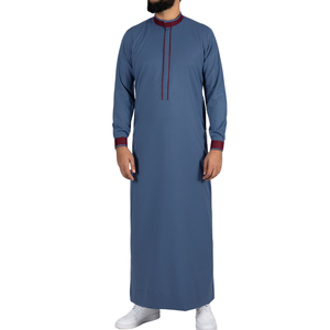 New 2026 Steel Blue <b>Men</b> <b>Thobe</b> Modern Saudi Style Jubba Long Sleeve Islamic Robe For <b>Men</b> Arabic Kandura Dishdasha Dress - Product Image 4