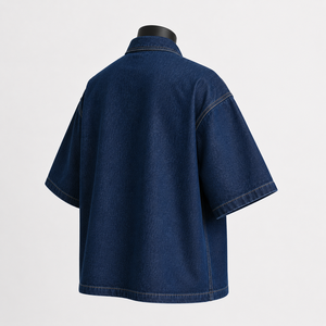 Chemise en jean pour homme, coupe classique, manches longues, décontractée, boutonnée, en coton écologique, respirante, infroissable, effet vintage, OEM - Product Image 3