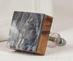 Bouton de porte personnalisé fait main incrustation de résine marbre laiton vadrouille incrustation d'os bouton d'armoire tiroir en laiton massif quincaillerie de meubles - Product Image 6