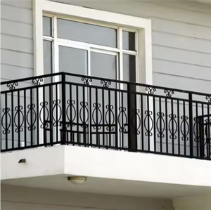 Rampe de balcon décorative en fer forgé, garde-corps extérieur en métal avec motif festonné pour terrasse, villa, jardin, sécurité et décoration - Product Image 1