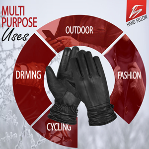 Premium Soft Winter Leather Club Casual Outdoor <b>Touchscreen</b> Thermal <b>Gloves</b> Eco-Friendly Cashmere Lining Men OEM ODM Factory - Product Image 4