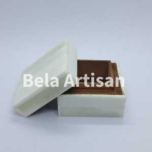 Handmade Wood Inlay Jewelry <b>Box</b> Modern Decorative <b>Storage</b> Case Square Resin Accent Organizer <b>Stackable</b> for Home Display - Product Image 3