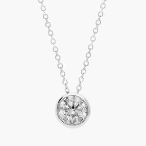 Bezel Lab-Grown Diamond Pendant In Yellow Gold - Product Image 1