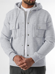 Mens Hooded Sweatshirt 100% Cotton Fleece Regular Fit Solid Color Casual Autumn Wear Pockets Heat Transfer Printed Customizable - Product Image 4