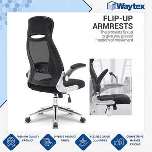Top Class Quality ZIBAL High-Back Mesh Desk <b>Chair</b> with Chrome <b>Base</b> and Flip-Up Armrests for Daily Home & <b>Office</b> Comfort - Product Image 2