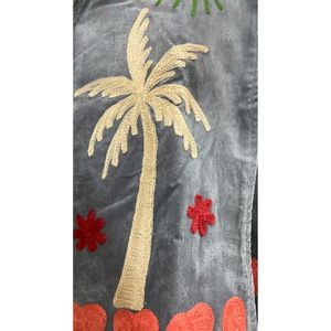 <b>Women's</b> GREY <b>Velvet</b> Jacket Mandarin Collar Floral Embroidery Prairie Chic Autumn <b>Coat</b> Handmade Suzani <b>Velvet</b> Jacket - Product Image 2