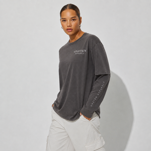 Camiseta de Manga Larga para Mujer, Cuello Redondo, Corte Holgado, Color Sólido, Algodón Jersey, Ecológica, Top de Verano - Product Image 3
