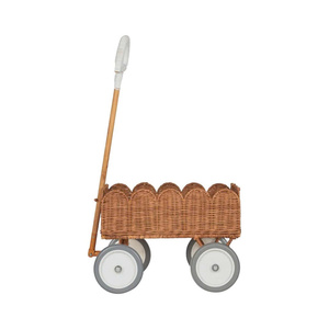 Carrito de Almacenamiento Infantil de Mimbre Hecho a Mano, Estilo Escandinavo Minimalista, Organizador de Juguetes Natural, Cesta Rodante Moderna para Guardería - Product Image 2