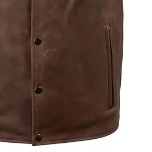 2026 Men's Vintage <b>Brown</b> Leather <b>Vest</b> Motorcycle Bikers Waistcoat Sleeveless Casual Jackets Custom Made Genuine Leather Apparel - Product Image 3