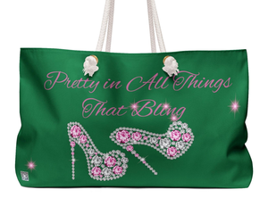 Personalized Pink and Green Bling Rhinestone Weekender <b>Bag</b> <b>Large</b> Capacity Travel Tote <b>Beach</b> Overnight Bridesmaid Gift <b>Bag</b> - Product Image 2