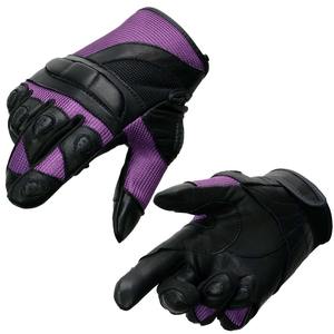 Gants de moto en cuir pleine main Violet Storm Pro avec protection rigide des articulations et panneaux en maille respirante – Prix compétitif - Product Image 1