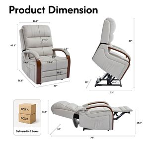 Poltrona Reclinabile Elettrica a Doppio Motore per Anziani con Funzione di Sollevamento, Massaggio e Riscaldamento, Rivestimento in Velluto Egiziano - Product Image 2