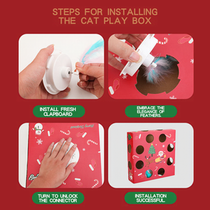Juguete Rascador para Gatos de Navidad, Caja de Papel con 16 Agujeros y Plumas Aleatorias para Esconder y Buscar, Regalos Festivos para Mascotas OEM - Product Image 6