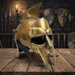Casco de Gladiador Antiguo de Metal, Casco Decorativo de Guerrero Espartano, Armadura Medieval, Disfraz Coleccionable, Decoración para el Hogar - Product Image 2