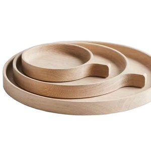 ถาดเสิร์ฟไม้ทรงกลมลายเกล็ดหอย รูปทรงดอกไม้ จานใส่ของว่าง ชามใส่ซอสกลาง ทำจากไม้ธรรมชาติ กระดานชาร์กูเตอรี จานตกแต่ง - Product Image 1