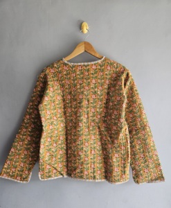 Veste pour femme en coton matelassé à imprimé floral, col en V, manches longues, style Prairie Chic, cadeau pour elle - Product Image 6