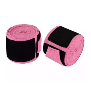 <b>Pink</b> & Black Boxing Hand <b>Wraps</b> Elastic Professional Wrist Support for MMA, Muay Thai, Kickboxing - Product Image 3