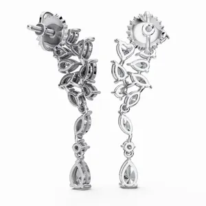 Pendientes de Diamantes Cultivados en Laboratorio Golden Symphony de Marinas, 24 Piezas, Diseño de Corte Múltiple en Forma de Gota, Certificación IGI, Claridad VVS, Oro de 10/14/18 Quilates - Product Image 2
