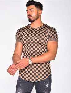 Chemise décontractée à manches courtes pour homme, motif à carreaux, tricotée, respirante, pour l'été, design géométrique, col en V, 100% polyester - Product Image 5