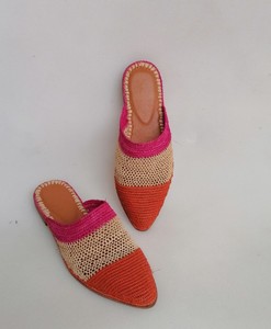 Chaussures en raphia naturel, Pantoufles en raphia pour femmes, Pantoufles en raphia faites à la main, Sandales d'été, Mules en raphia, Raphia marocain - Product Image 1