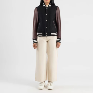 Wholesale Custom <b>Womens</b> Crop Varsity <b>Jacket</b> Letterman Style Quilted Cotton Polyester Baseball <b>Bomber</b> <b>Jacket</b> OEM Logo - Product Image 1