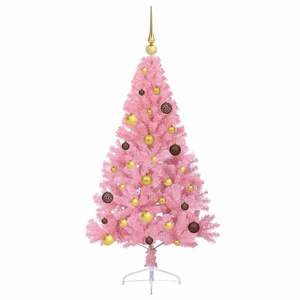 Sapin de Noël artificiel pré-éclairé de 59,06 pouces en PVC rose - pour décorations festives - Product Image 4
