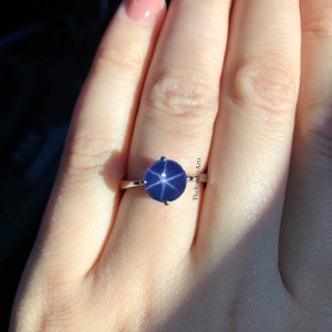 Vintage Lindy Star <b>Ring</b>, Lindy Blue Star <b>Ring</b> for Women Blue Star <b>Ring</b> in 925 <b>Sterling</b> <b>Silver</b> <b>Engagement</b> <b>Ring</b>, Promise <b>Ring</b> - Product Image 2
