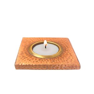 Handmade Pure Copper & Brass <b>Square</b> Votive T Light Holder Candle Bowl Diya Ideal for Home Table Decoration 3x 3x0.5 LWH Inches - Product Image 2
