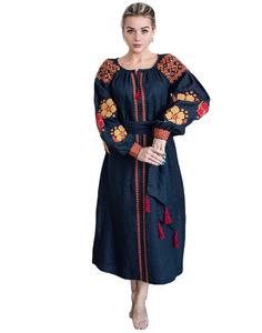 Vestido de fiesta de manga larga con cuello redondo, borlas - Product Image 1