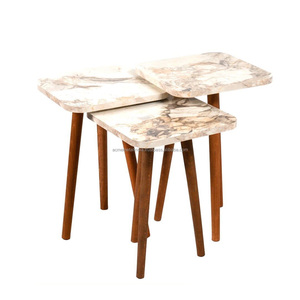 Ensemble de 3 tables basses en verre, métal, acier inoxydable, style pour hôtel et restaurant, ensembles de meubles durables vente en gros - Product Image 2