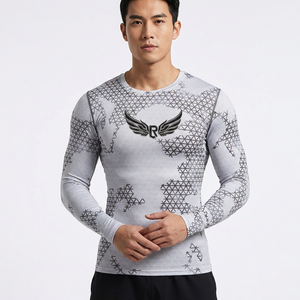 Women's Full Sleeve Rash Guard Long Sleeve <b>Compression</b> <b>Shirt</b> Quick Dry Printed Geometric Pattern Gray Spandex Polyester Top - Product Image 6