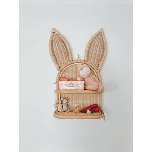 Bunny Ears Rattan <b>wall</b>-<b>mounted</b> <b>shelf</b> for kids Woven Floating Storage Rack Boho Nursery <b>Wall</b> Decor Storage Display <b>Shelf</b> Pack - Product Image 5