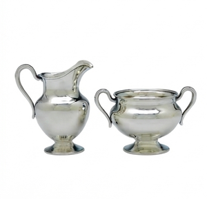 Ensemble Classique de Laitière et de Sucrier en Métal, Finition Ronde Brillante, Résistant à la Rouille, Accessoire de Cuisine Élégant - Product Image 1