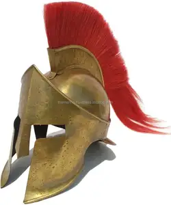 ยุคกลาง 300 กษัตริย์ Leonidas กรีกสปาร์ตานหมวกกันน็อคโรมันสีแดงผมยาวผู้ชายนักรบสปาร์ตานสวมใส่เครื่องแต่งกาย