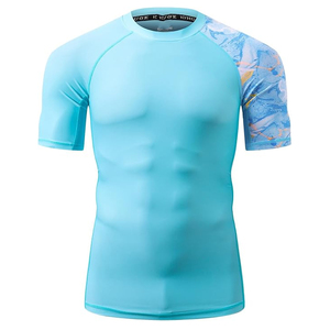 Wholesale Men Rash Guard <b>Compression</b> T <b>Shirt</b> Short Sleeve UV Protection Swim <b>Shirt</b> Custom Logo OEM Factory - Product Image 2
