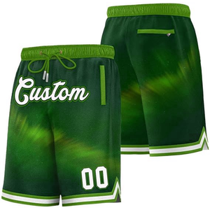 Shorts imprimés palmiers verts, shorts de bain personnalisés, shorts à cordon de serrage, shorts pour hommes à séchage rapide, shorts de basketball avec logo frontal - Product Image 4