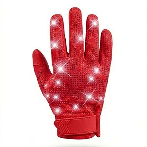 Wholesale Customized Colors <b>Printed</b> Sticky Hand Grips 1000+ Rhinestone American Football <b>Gloves</b> Velcro Closure - Product Image 2