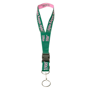 AKA Green & Pink Breakaway <b>Lanyard</b> with Detachable Buckle ID Badge Key Holder Neck Strap Black Pink Green <b>Polyester</b> <b>Lanyard</b> - Product Image 1