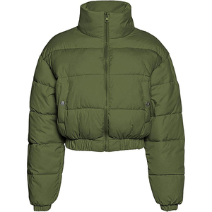 เสื้อแจ็คเก็ตผู้หญิงคุณภาพสูง ผ้าถักเนื้อแคนวาส ทรงครอป ระบายอากาศได้ดี แบบพองตัว แห้งเร็ว ผลิตจากโพลีเอสเตอร์ 100% ความหนาปานกลาง - Product Image 5