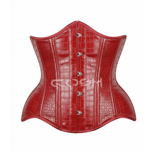 Compre Nuestro Corsé Reductor de Cintura de Piel de Cocodrilo Roja de Alta Compresión para Afinar las Caderas - Product Image 1